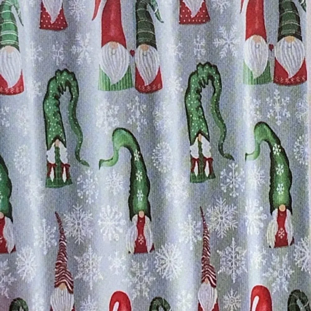 Christmas Bathroom Gnome Ensemble Set Santa Snowy Day 15 Piece Grey Multicolor